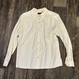 Vintage Liz Claiborne 100% Silk Long Sleeve Shirt Off White size 8 Blouse Top